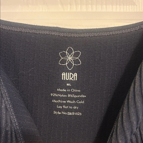 Aura ribbed V-neck bodysuit in a blue-gray color. - Picture 2 of 3